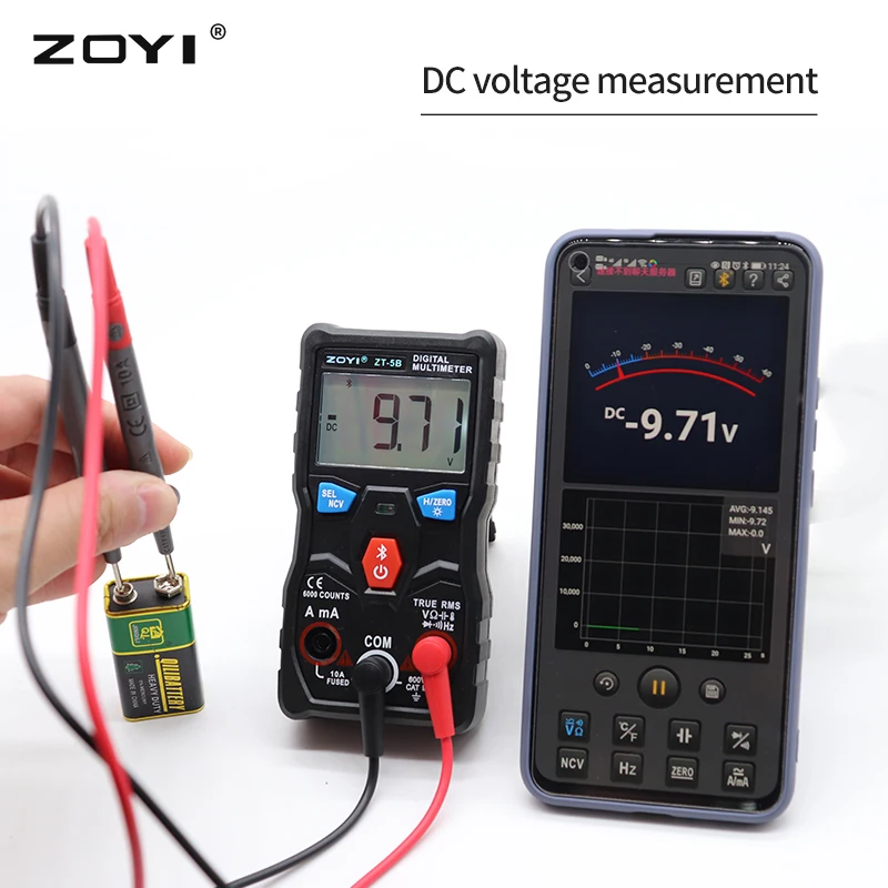 Cyfrowy multimetr ZOYI ZT-5B profesjonalny Tester AutoRange amperomierz woltomierz AC/DC Mini miernik elektryka Bluetooth connect APP