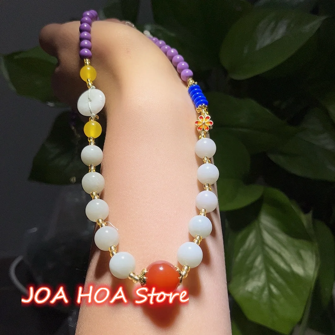 

Latest Natural Chalcedony Agate Hetian White Jade Purple Mica DIY Handcrafted Products Fine Jewelry Pendant Necklace Sweater Cha