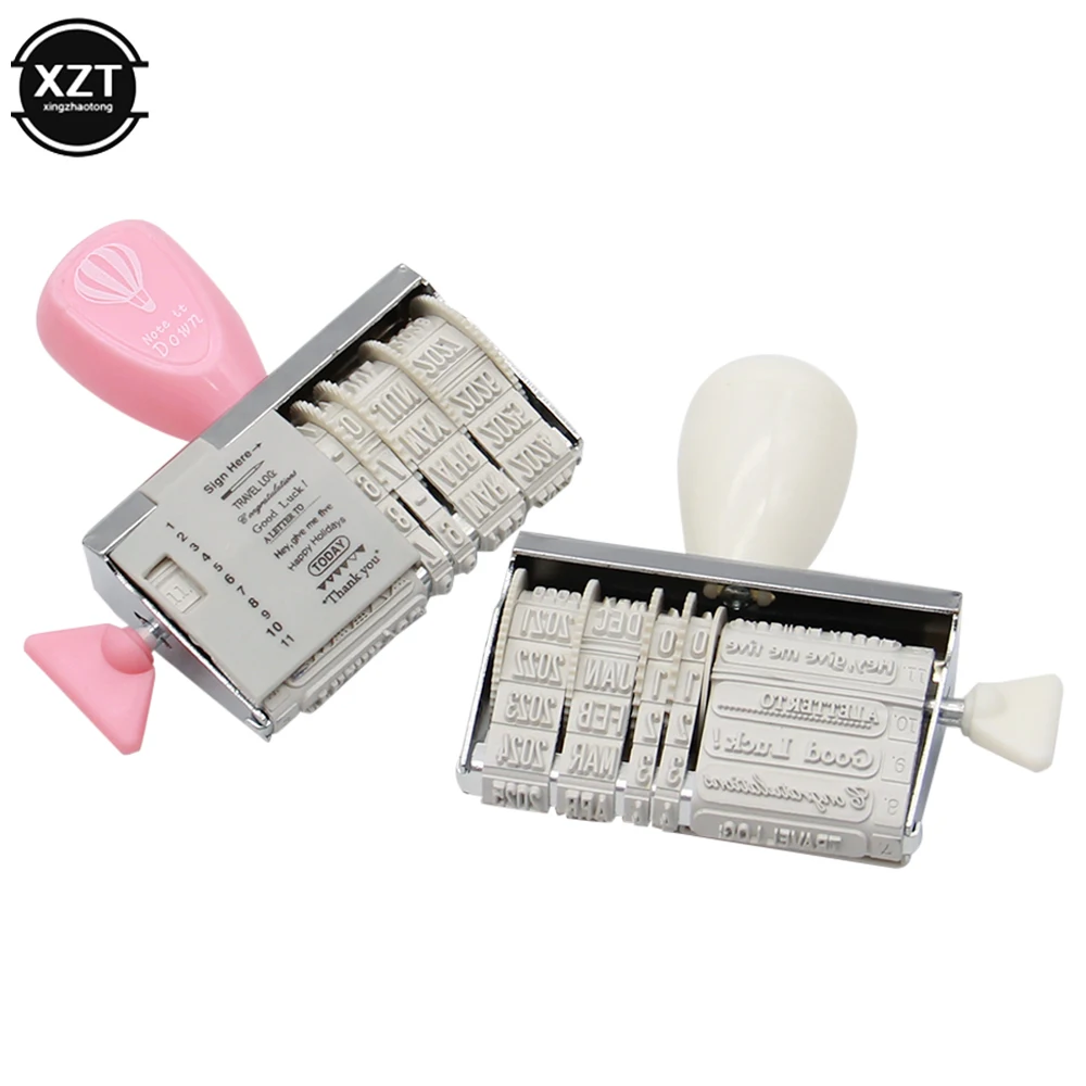 Sáng Tạo Rolller Ngày Cao Su Tem Tiếng Anh Lời Chào DIY Thêu Sò Lập Kế Hoạch Nhật Ký Học Tập 2014-2025