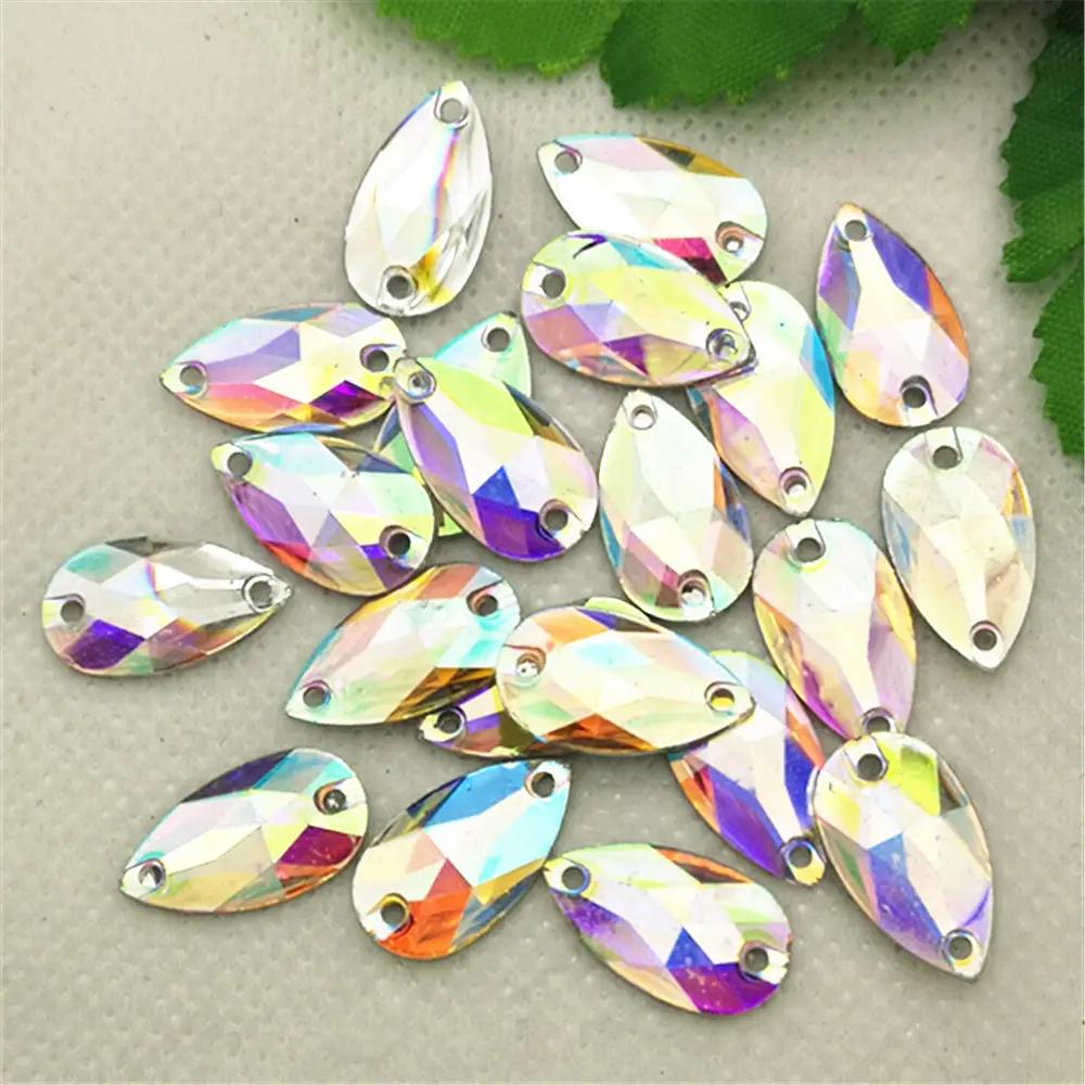 50Pcs 10mm*17.5mm Rhinestone Water Droplets Resin /Craft/Clothes Decoration Bags DIY