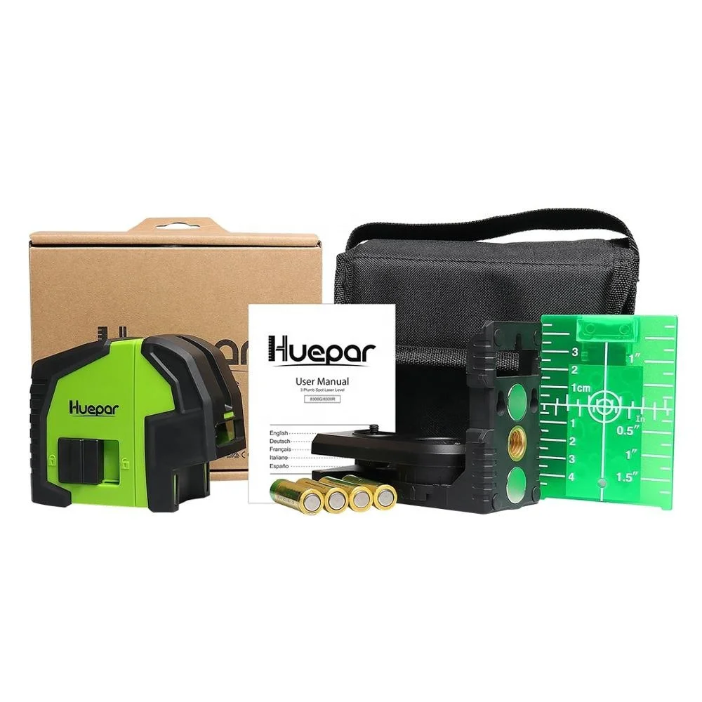 Huepar 8300G Mini Livello a raggio verde Livello laser a 3 punti autolivellante