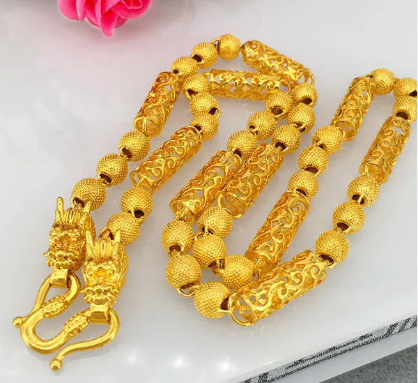 beautiful Double tap hollowed out shajin solid Vietnam sand gold jewelry Color retention necklace