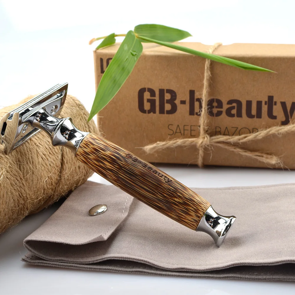 Eco-Friendly Bamboo Double Edge Razor Silver Rose Gold Safety Shaving Razor Classic For Women