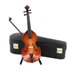 1Pcs Wooden Miniature Bass Cello Model with Support Mini Musical Instrument 1/12 Dollhouse 1/6 Action figure Accessories ob11