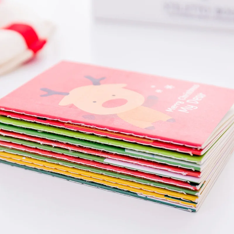 Merry Christmas 2pcs/Lot Pocket Notebooks Mini Dairy Trees Deer Stocking Hand Book Line Festival Gifts School Girls Stationery