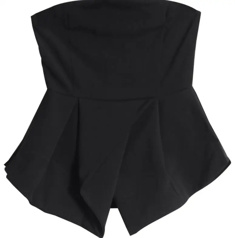 Tops ajustados de color negro para mujer, top sexy sin mangas con espalda descubierta y hombros descubiertos para fiesta y club, primavera y verano, TB660