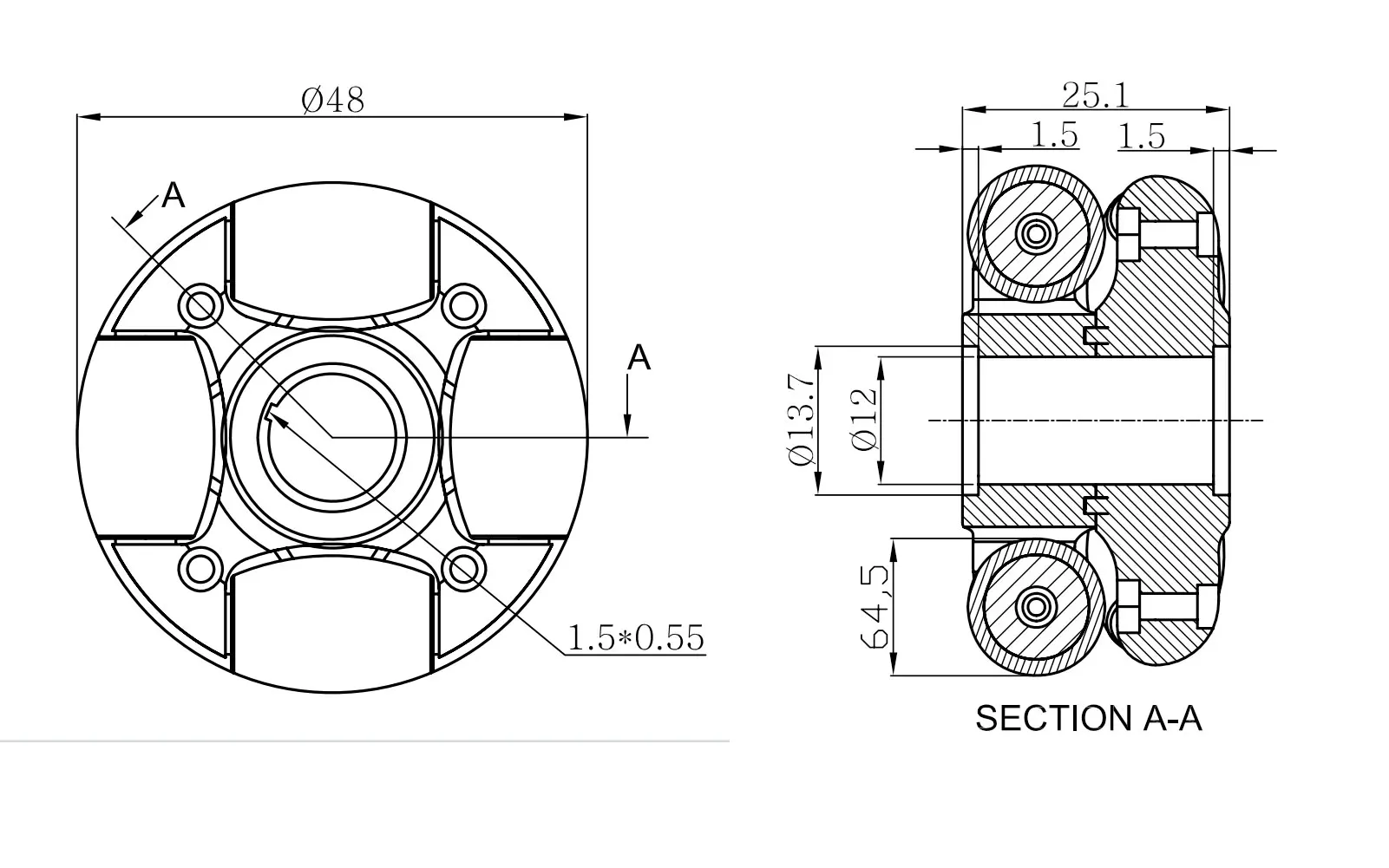 48mm Omni Directional Wheel Load Capacity 2kg  For Both Floor And Inverted Applications Such As Manual And Powered Conveyor