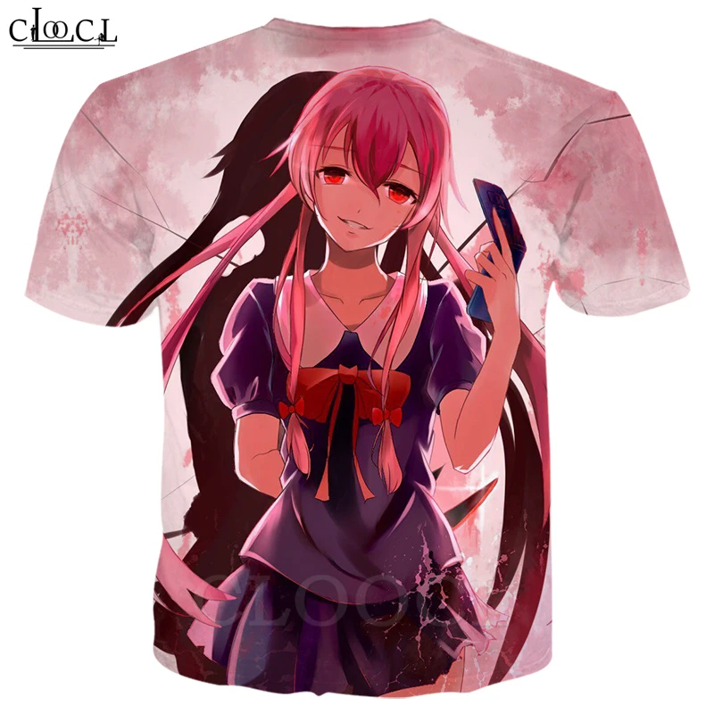 Camiseta de Anime Future Diary para hombre y mujer, personaje de dibujos animados de Gasai Yuno, Cosplay, sudadera de manga corta, ropa de calle