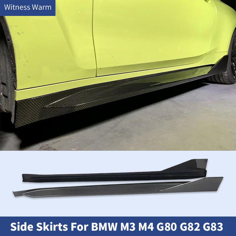 

For BMW New M3 M4 G80 G82 G83 2021 2 Pcs/Set Dry Carbon Fiber Car Body Side Skirt Extension Lip Kit Modified Bumper Splitters