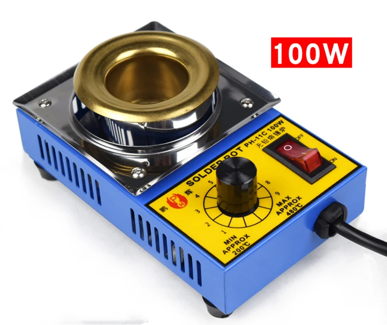 220V 100W Tin pot ID 38mm Tin capacity 0.25kg Adjustable Temperature Solder Pot Tin Stove Melting Furnace Desoldering Tools