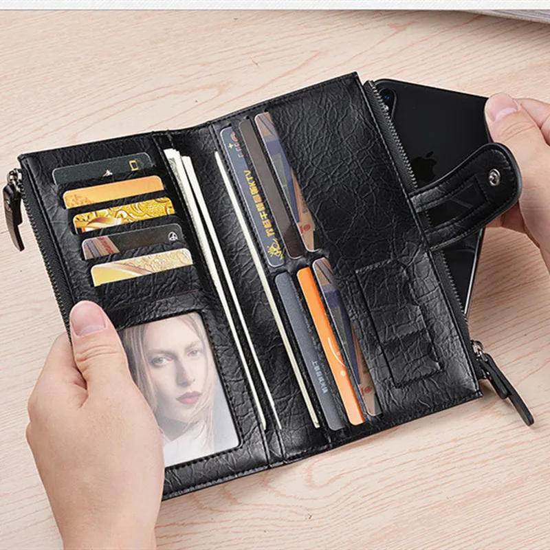 2024 New Wallets Are Exclusively For Long Men's Wallets Zipper Soft Wallets Mobile Wallets Multifunctional PU Waterproof Wallet