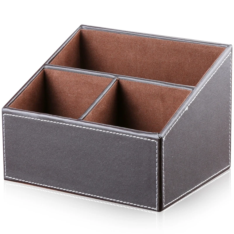 Modern Remote Control  Leather Storage Box, Creative Desktop Debris Finishing Box