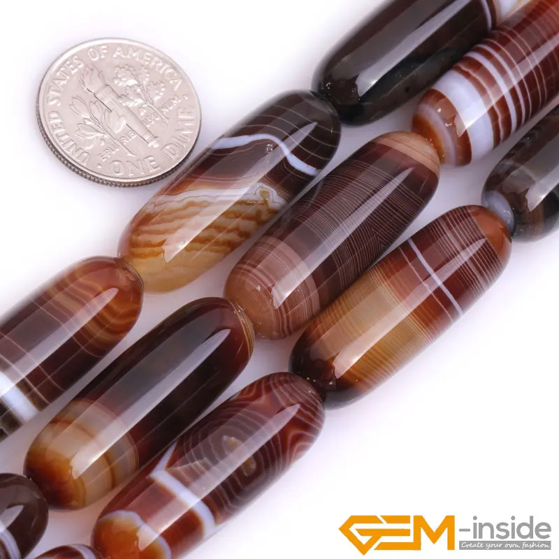 Natural Brown Botswana Agates Drum Tube Accessorries Beads For Jewelry Making Strand 15 inch DIY Jewelry Stripe Agates Bead Gift