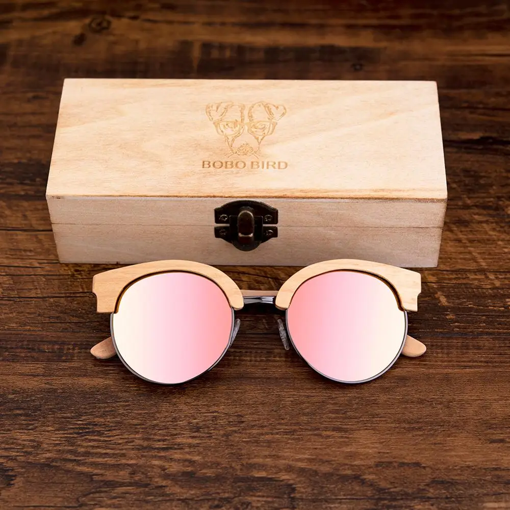 BOBO BIRD Sunglasses Women Men Wooden Sun Glasses Summer Style beach Eyewear in gifts Wood box Customize