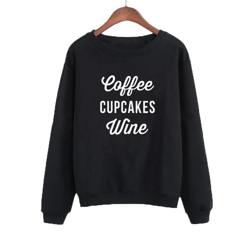 

Funny Sweatshirt Women Pullover Coffee Cupcakes Wine Casual Felmae Tracksuit Autumn Crewneck Hoodies