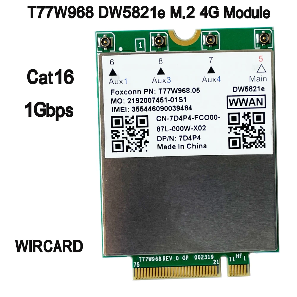 

T77W968 DW5821e X20 LTE Cat16 1Gbps FDD-LTE TDD-LTE 4G module For Dell 5420 5424 7424 7400 Laptop