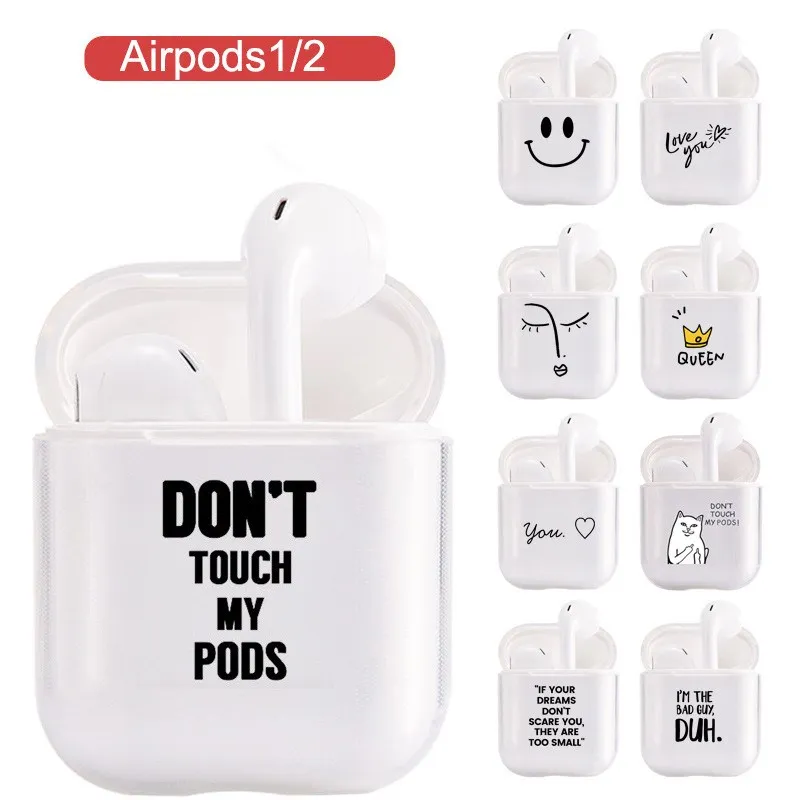 بسيطة الملك لا تلمس اللاسلكية سماعة حالة ل AirPods 1 2 برو 3 حالات لينة سيليكون واضحة غطاء حالة وقائية