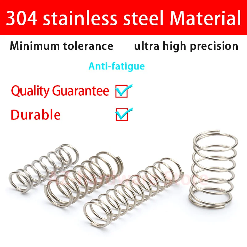 304 ze stali nierdzewnej sprężyna dociskowa zwrotu drut ze stali sprężynowej średnica 0.6 ~ 0.7mm średnica zewnętrzna 3 ~ 12mm 10 sztuk