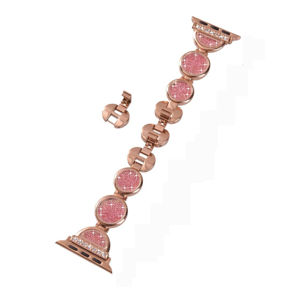 Luxury metal diamond strap for Apple watch 7 6 5 4 SE 44mm 40mm Quicksand bracelet strap for iwatch 3 2 1 stainless steel strap