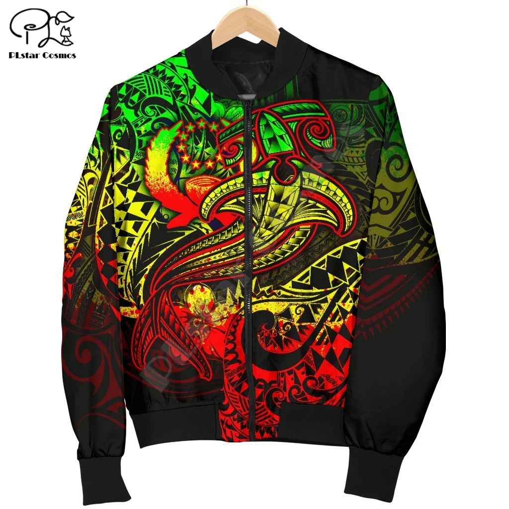 NewFashion Pohnpei Polynesian Island Country Flag Tribal Art Culture Retro 3DPrint Men/Women Funny Winter Coat Bomber Jacket A4