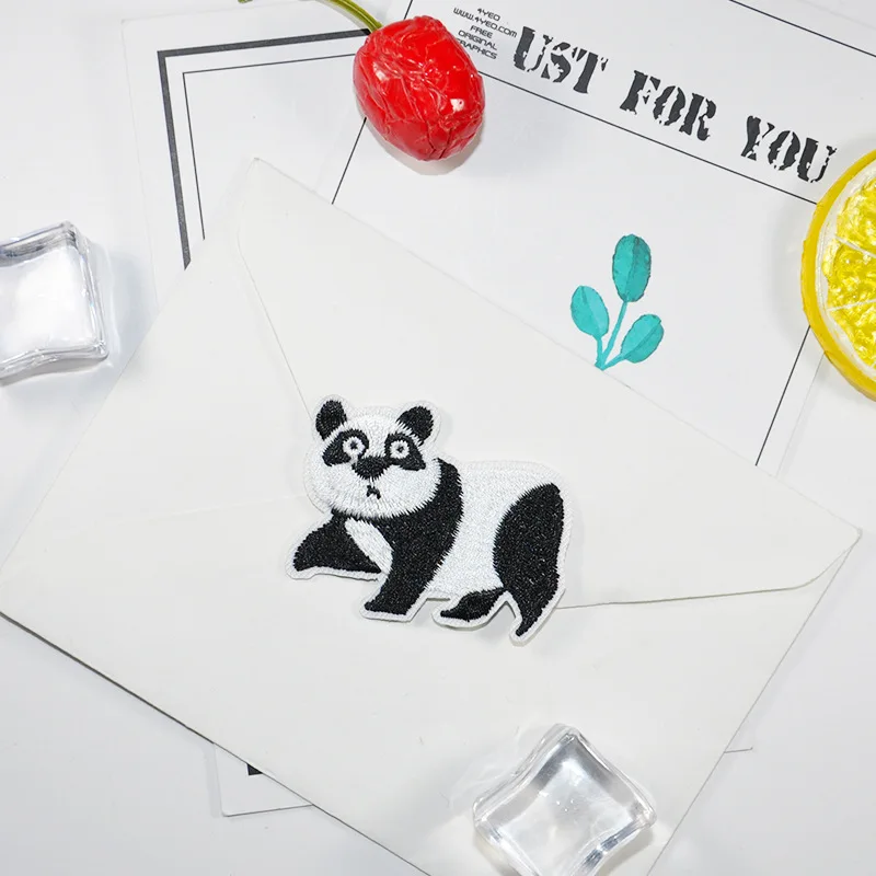 Cute panda applique, embroidered iron on cute animal, badge for clothes, bag, shoes, DIY, craft, repair decoration, 1pc