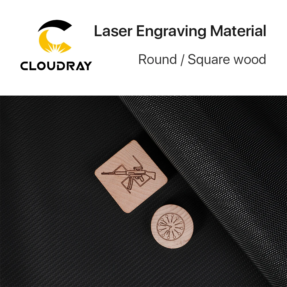 Cloudray 10pcs Round/Square Wood Laser Engtaving Material DIY Parts for Co2 Laser Marking & Engraving Machine