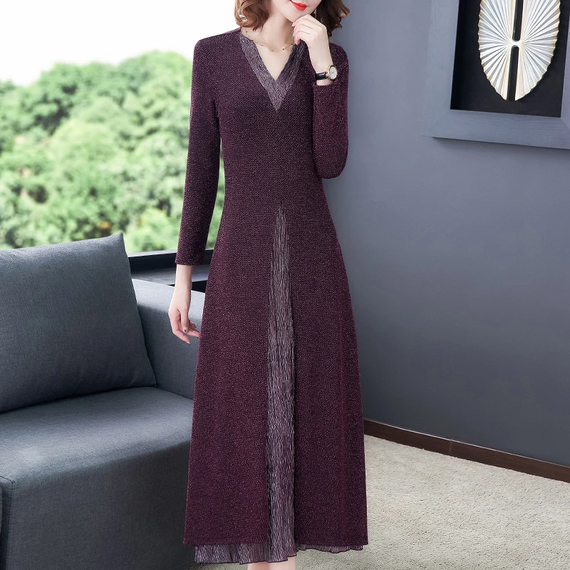 

High-End Fake Two-Piece Ddress Women Fashion Slim Waist Long Dress 2023 New Spring Autumn Split Dress Female Long Ssleeve Dresse