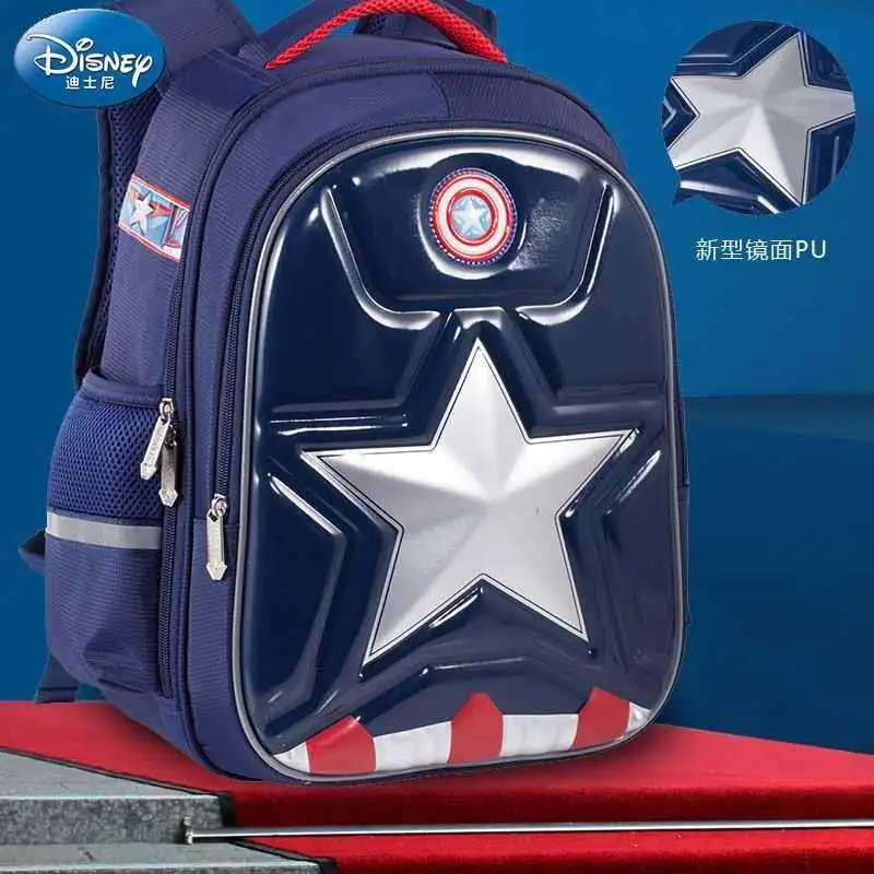 Disney-mochila escolar de dibujos animados en 3D para niño, de iron man superligero morral, Capitán América, para escuela primaria, novedad