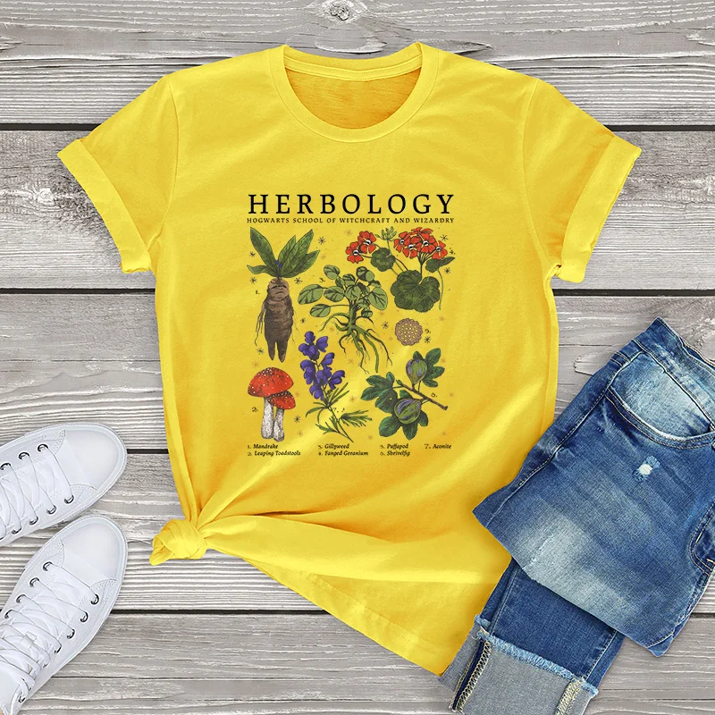 Herbology t shirt Plants women clothing summer 2021 Garden women Shirts mushroom fashion girls tees tops cotton street wear 3xl