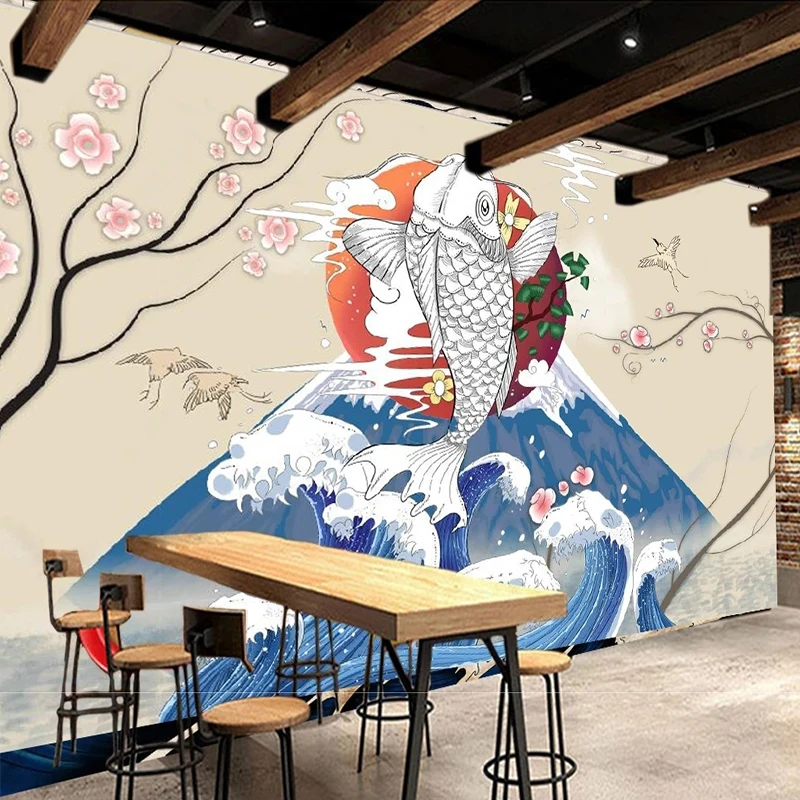 Custom Any Size 3D Wallpaper Retro Nostalgic Japanese Cuisine Dining Background Wall Paper Sticker Papel De Parede Fresco Tapety