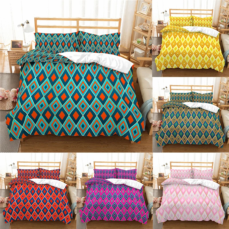 

Home Textile Luxury 3D Geometry Print 2/3Pcs Comfortable Duvet Cover PillowCase Bedding Sets Queen and King EU/US/AU Size