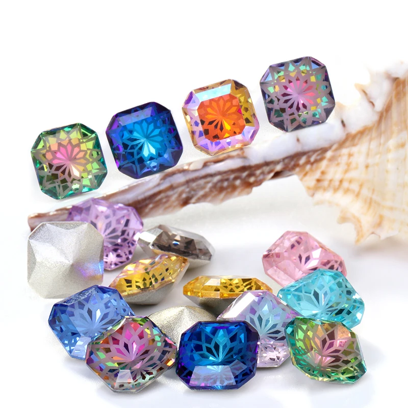 Astrobox Lotus Fat Square Rhinestone Crystal Stone DIY Clothing & Accessories Glass Stones Jewelry Making Loose Beads Stone