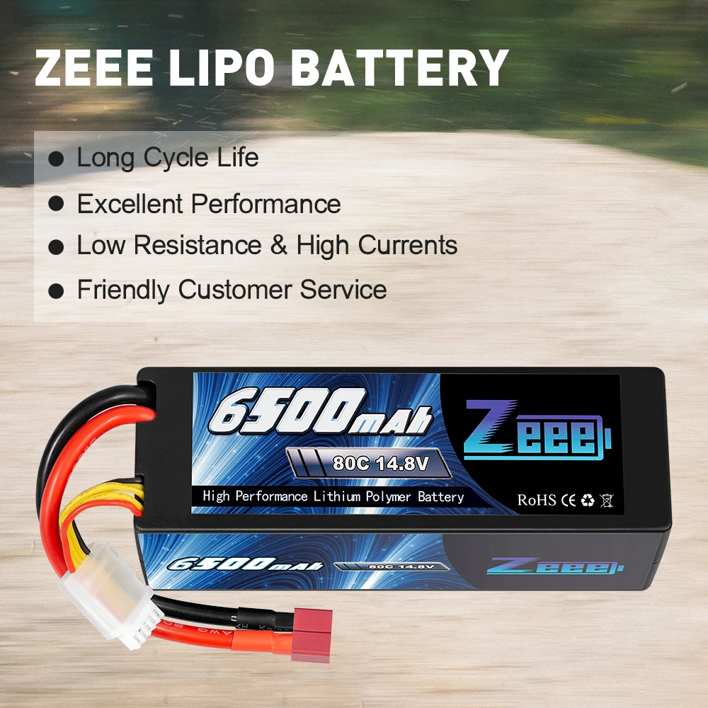 Zeee 4S bateria Lipo 14.8V 80C 6500mAh z Deans Plug Hardcase do samochodu RC ciężarówka Buggy samolot UAV hobbystyczne części Model RC