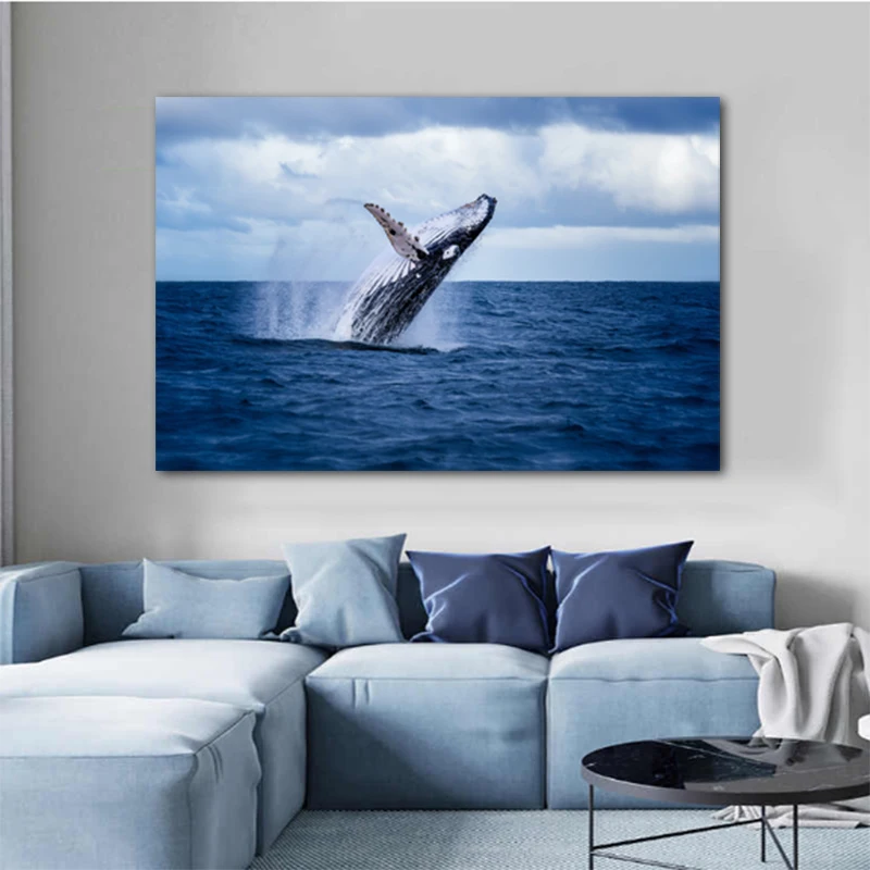 RELIABLI Whale Posters HD Pictures Canvas Painting Wall Art For Living Room Sea Animal Landscape Blue Home Decoration NO FRAME