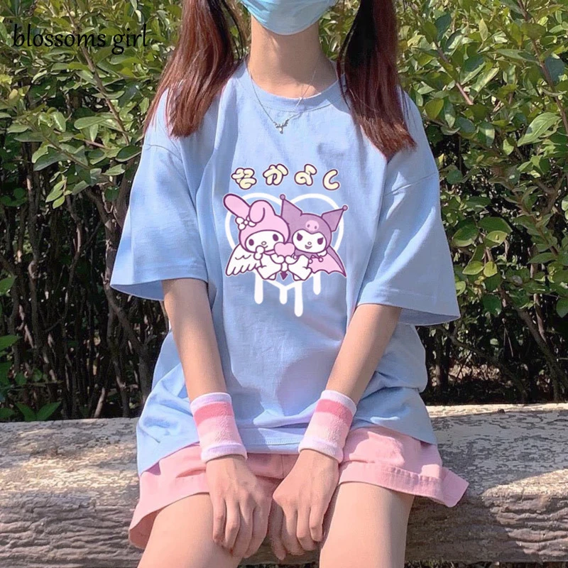 

Cotton Summer Oversized Women T-shirt Cartoon Lolita Girls Tee Kawaii Anime T Shirt Casual Harajuku Tops Vintage Clothes 90s