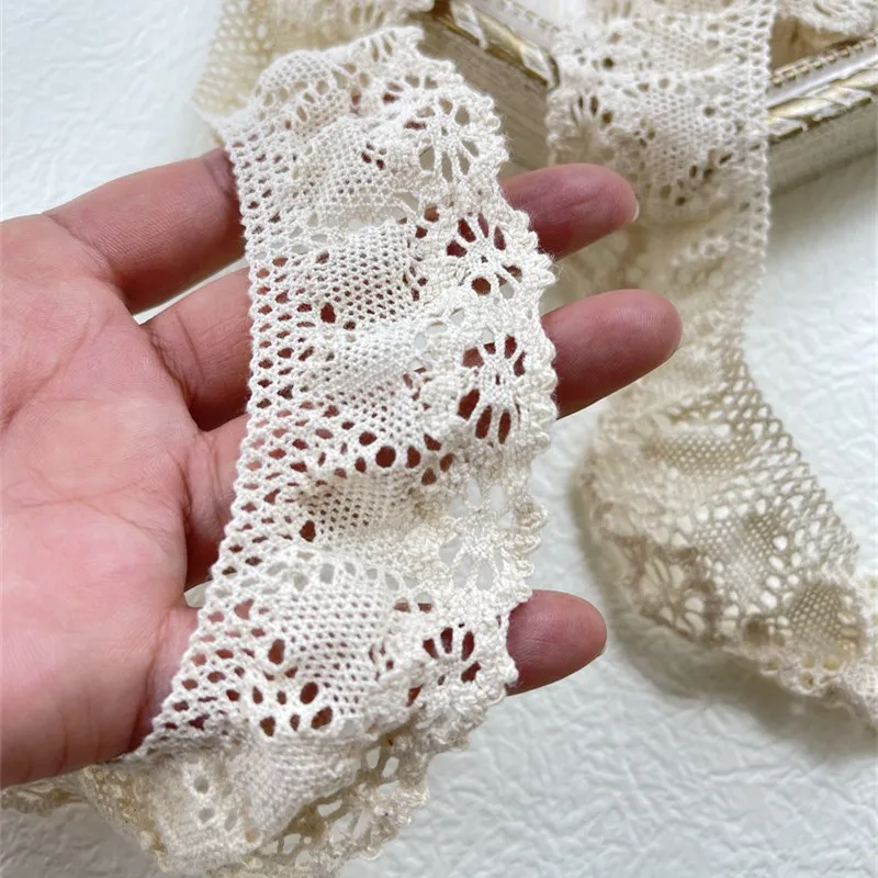 NEW Cotton Crochet Stretch Beige Lace DIY Clothes Skirt Children\'s Clothing Trim Hem Home Textile Sofa Pillow Sewing Accessories