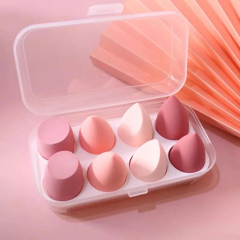 8Pcs New Beauty Egg Set Gourd Water Drop Puff Makeup Puff SetColorful Cushion Cosmestic Sponge Egg Tool Wet and Dry Use