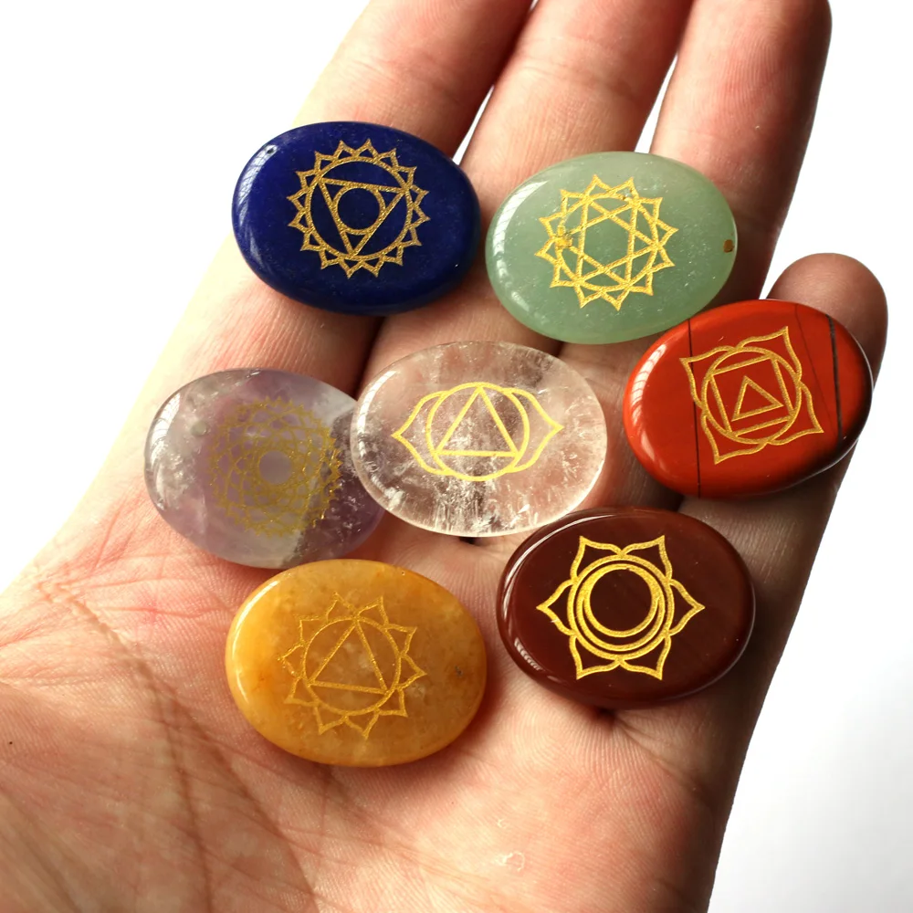 7PCS/Set Fortune-telling Runes Divination Rune Stone Spiritual Stones Natural Crystal Runestones Stone for Meditation Decorative