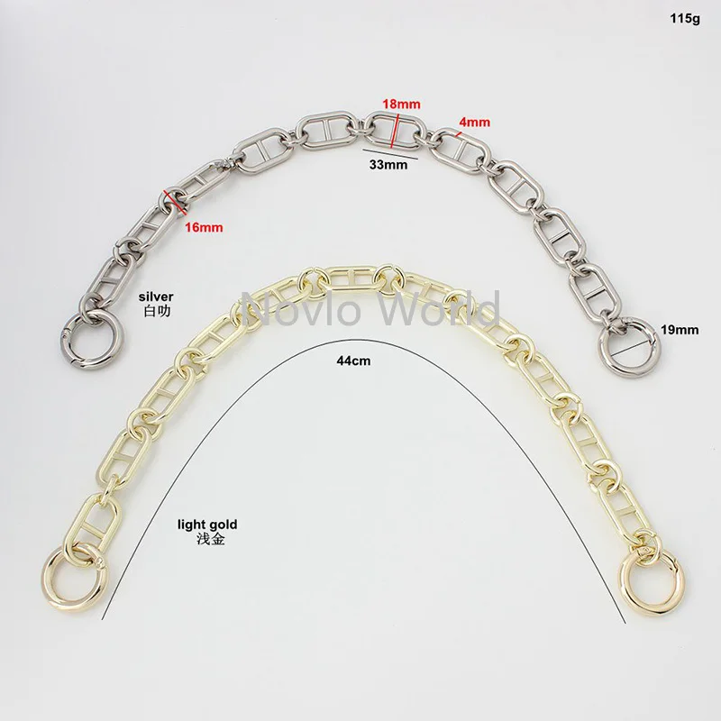 Light gold/Silver 30-120cm 33mm Alloy Metal Loop Durable Chain Ladies Heavy Duty Non Tarnishing Bag Chain Chains