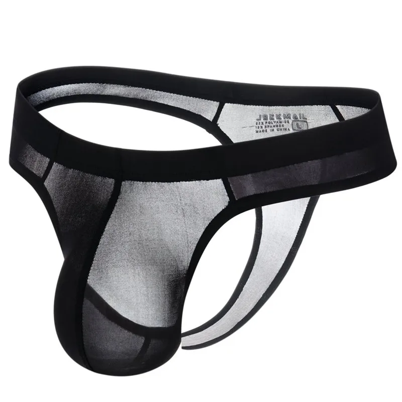 Sissy Jockstrap Ultra-thin Ice Silk Transparent Thong Men G Strings Tangas Briefs Sexy Gay Underwear Calzoncillos Hombre Slip