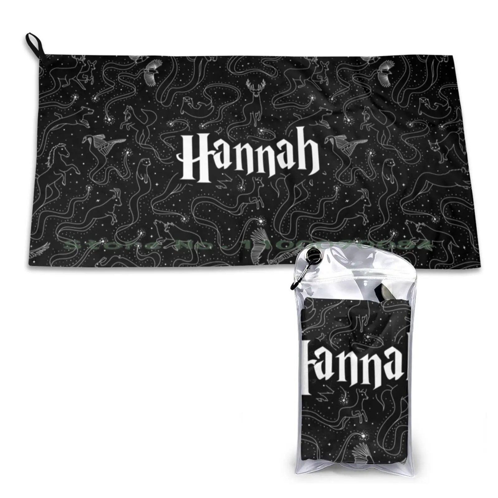 Hannah Expecto Patronum-Magic Wizard Name Quick Dry Towel Gym Sports Bath Portable Letters Fonts Lettering Slytherine