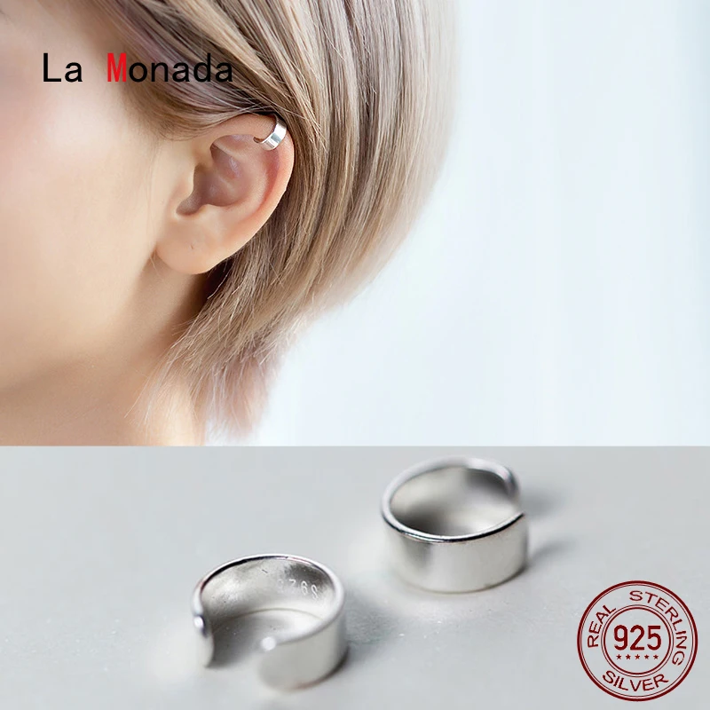 La Monada Clip On Earrings Women Hoop Minimalist Fine Jewelry 925 Sterling Silver Ear Cuff Clip Earrings For Women Korean Simple