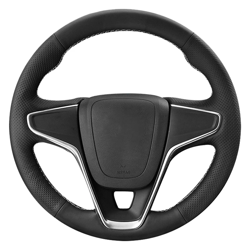 Black Genuine Leather Car Steering Wheel Cover For Opel Insignia 2014-2017 Buick Regal GS Vauxhall Insignia 2014-2017