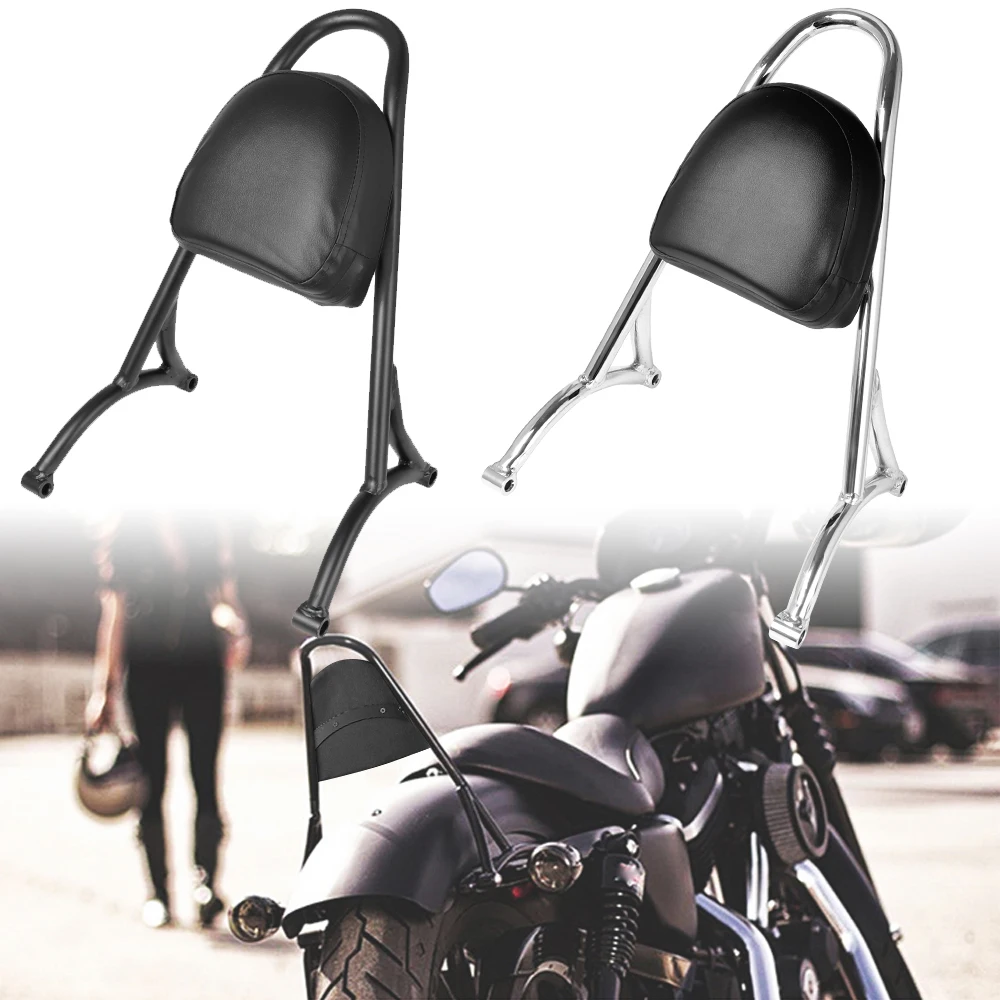 

Black Motorcycle Rear Passenger Backrest Sissy Bar Backrest Cushion Pad Fit For Harley Sporster XL883 XL1200 883 1200 2004-2017