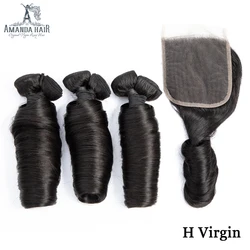 Amanda-extensiones de pelo brasileño Virgen sin procesar, mechones de cabello humano con cierre, doble estirado, Funmi, Spring Curl