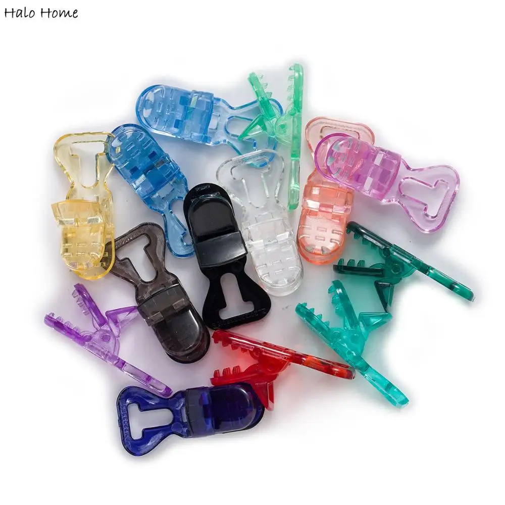 Transparent 5pcs Plastic Suspender Pacifier Clips Binky Paci Dummy Soother Toy Teething Ring Leash Bib Holder Clamp Snap