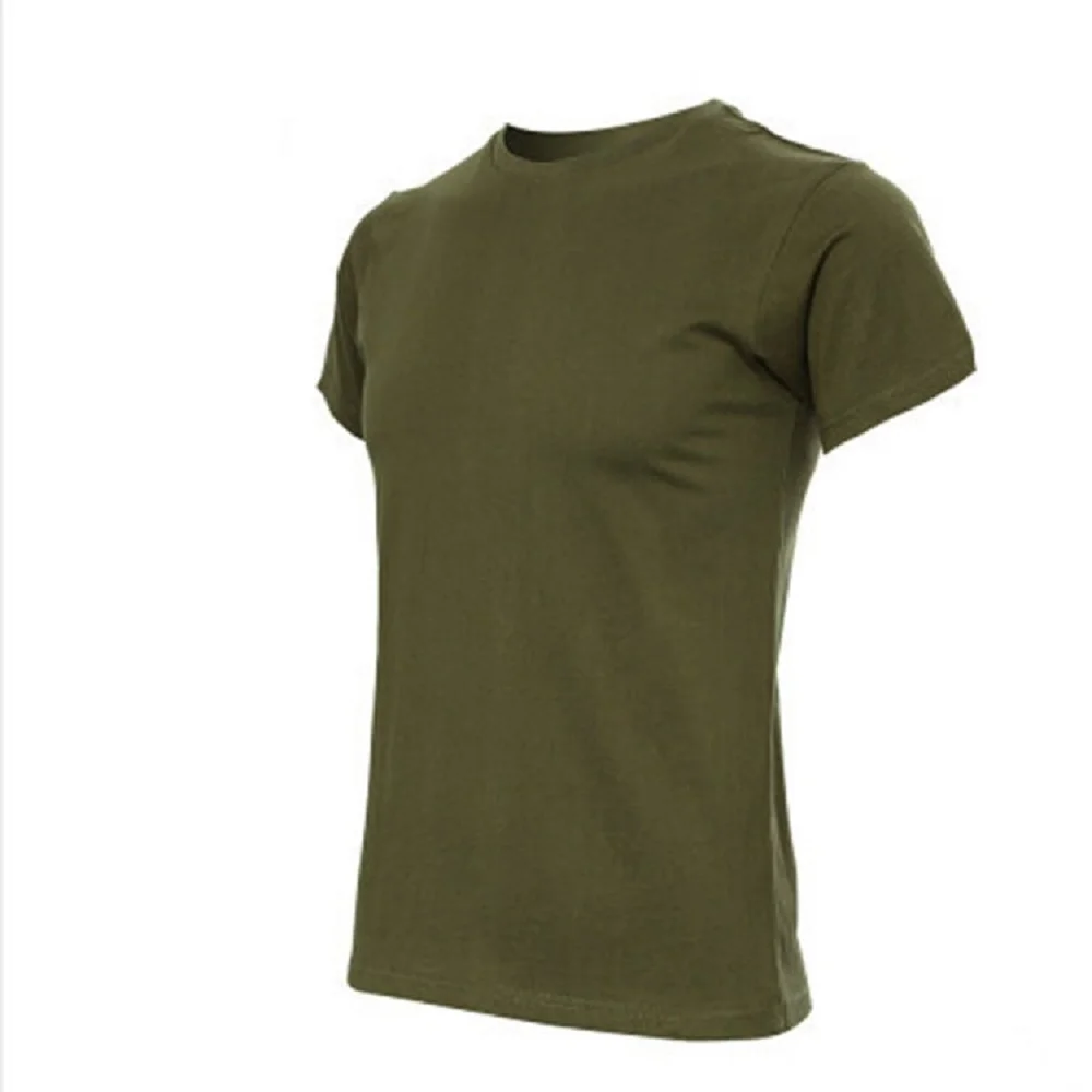 Solid O Neck Tactical Cotton Army Man t shirts Short Sleeve Clothes