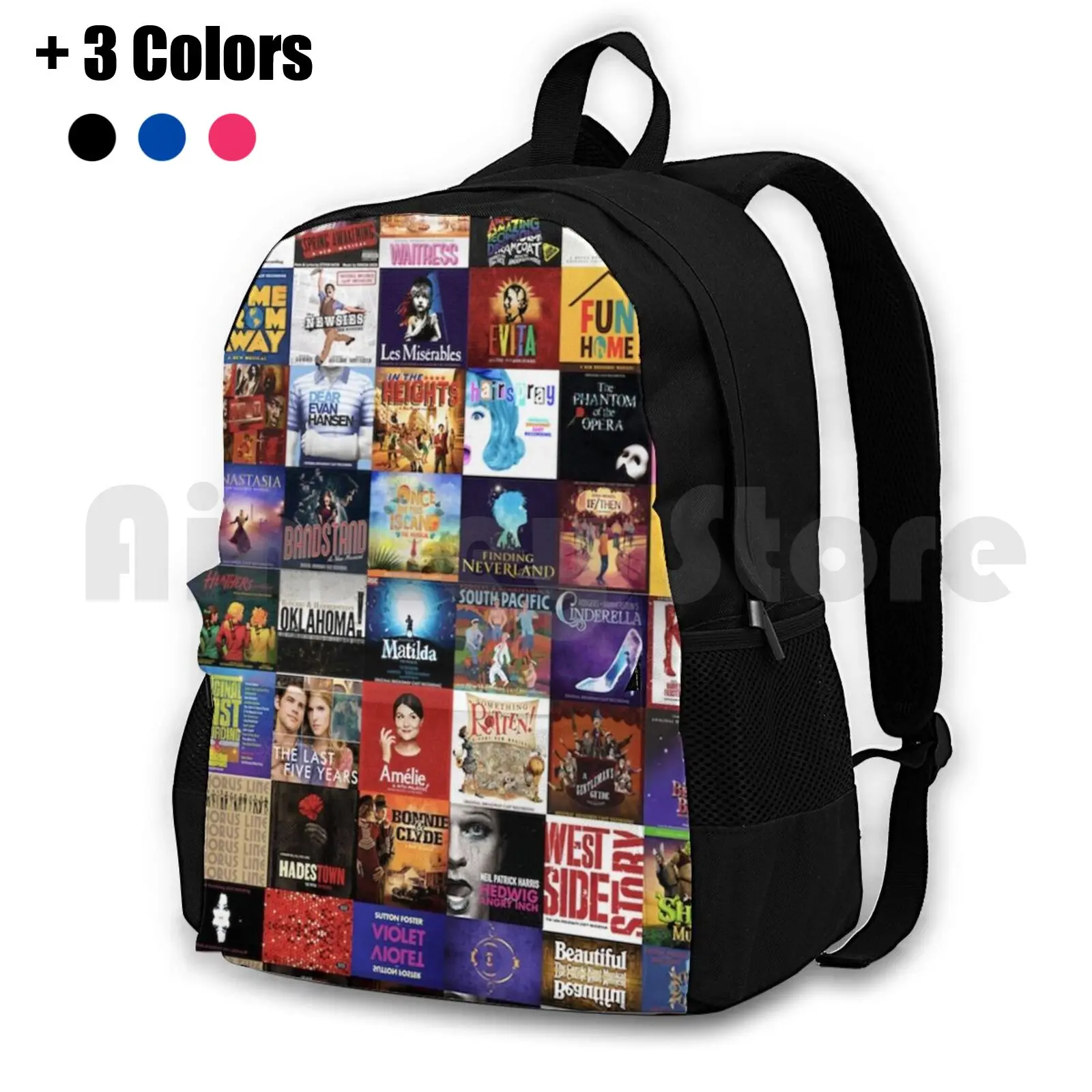 Musicals Collage Outdoor Hiking Backpack Riding Climbing Sports Bag Broadway Theatre Musicals