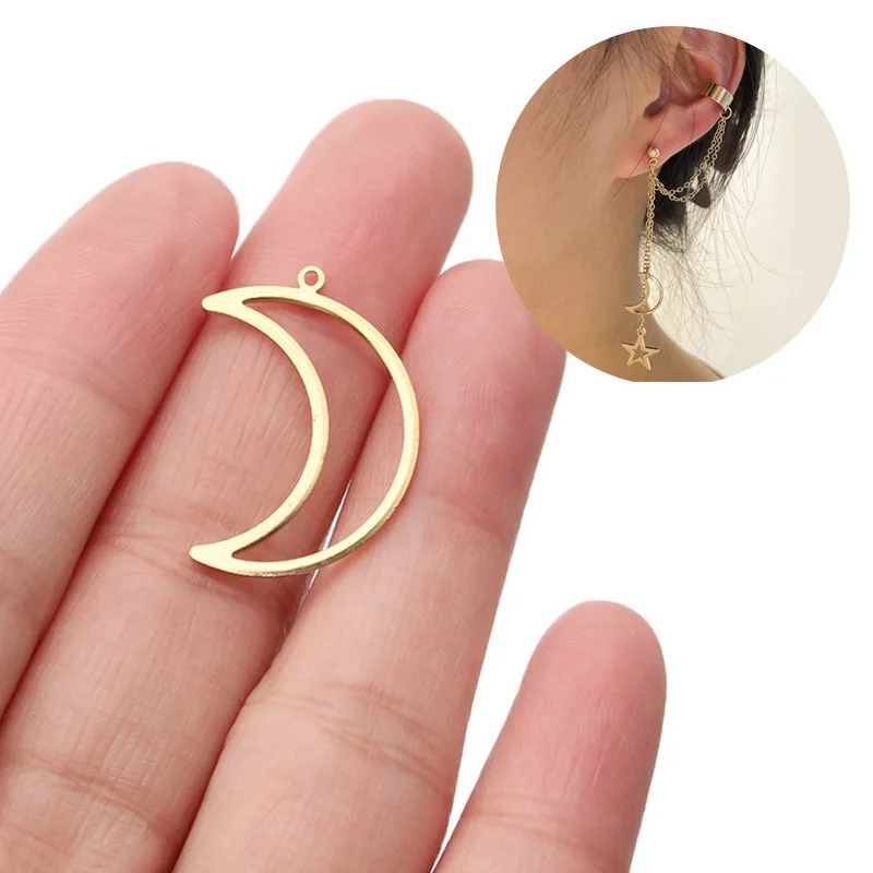 Wholesale 100pcs Crescent Moon Frame Charms Pendant For Earrings Necklace Jewelry Findings Making Handmade Crafts Accessories