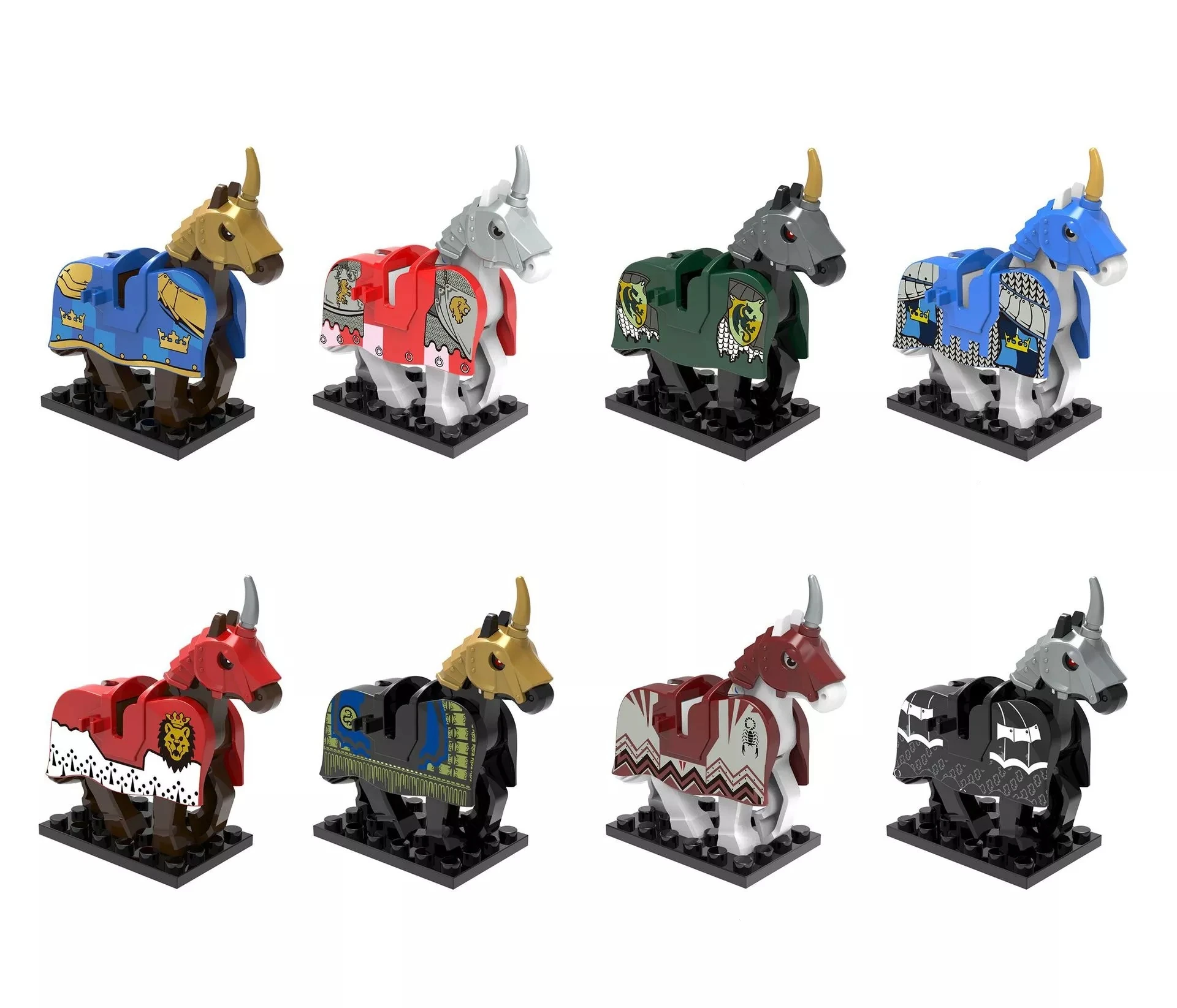 MOC Medieval Knight Figures Weapons Building Block Soldiers Shield Helmets Armor Horse Sheep Mount Accessories Bricks Toys C274